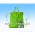 2014 Promotional Bag 420D Polyester Green Cartoon Drawstring bag with Handle for present